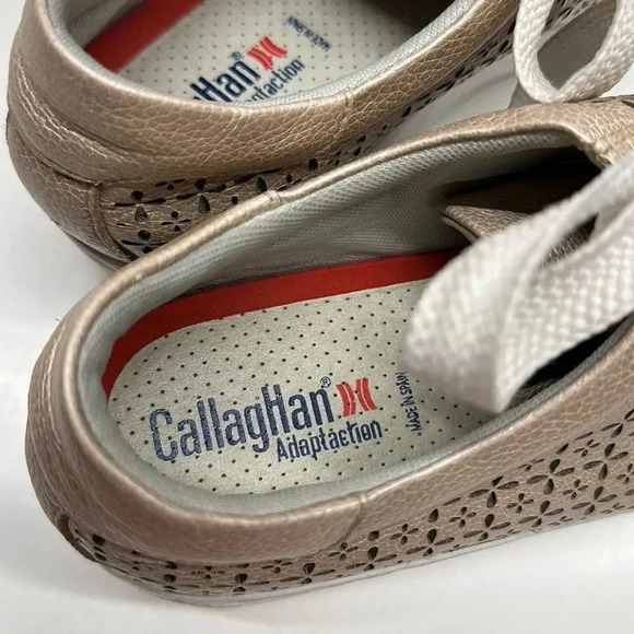 Callaghan Platform Sneakers Lace Up Shoes Laser Cut Floral Rose Gold Size 40 10 - Picture 10 of 10